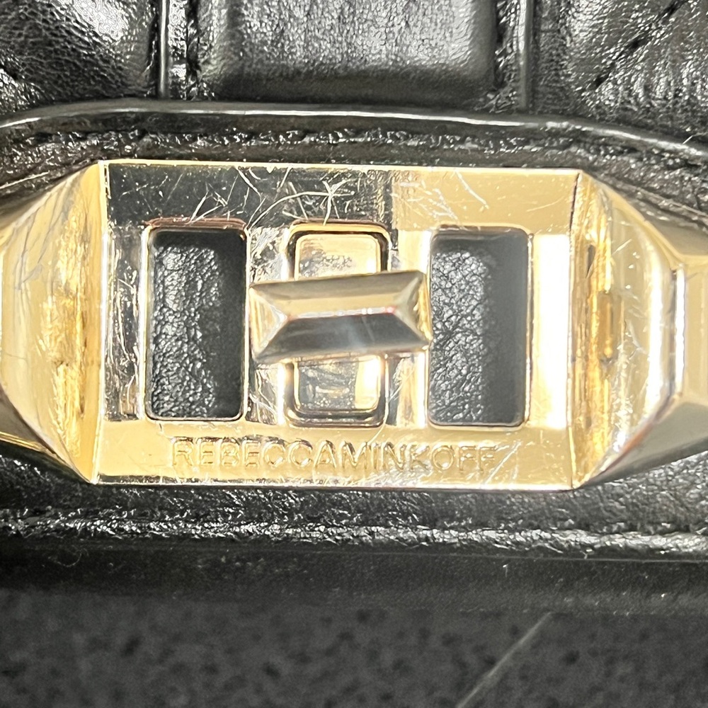 Rebecca Minkoff Chevron Love Leather Black and Gold Crossbody Bag - Picture 3 of 9